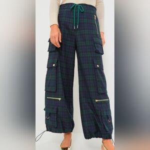 Cynthia Rowley Tartan Wide Leg Pants